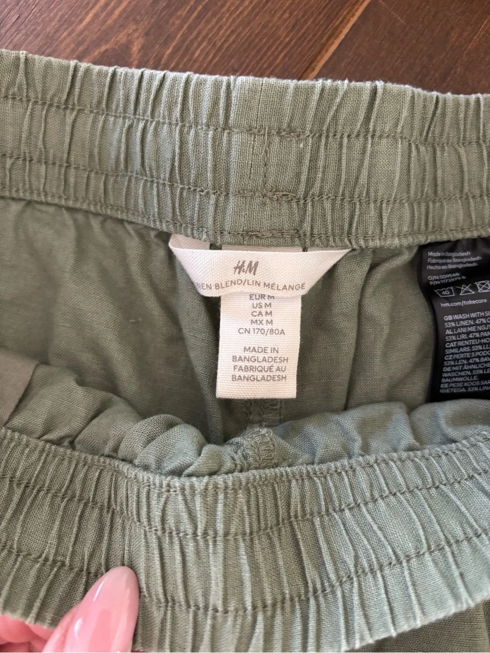 H&M Linen Blend Wide Leg Pants – Khaki Green – Size Medium - Picture 4 of 9